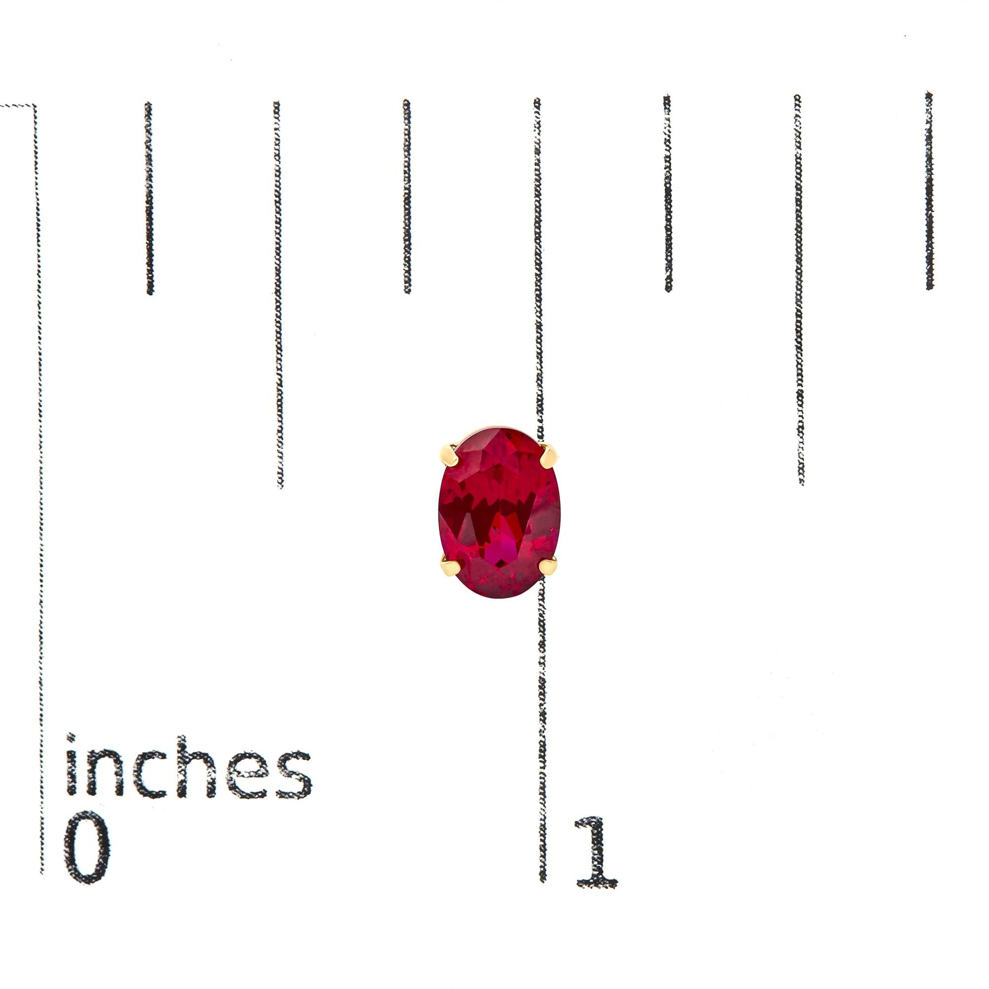 18K Yellow Gold 7x5 MM Created Oval Ruby Solitaire Stud Earrings