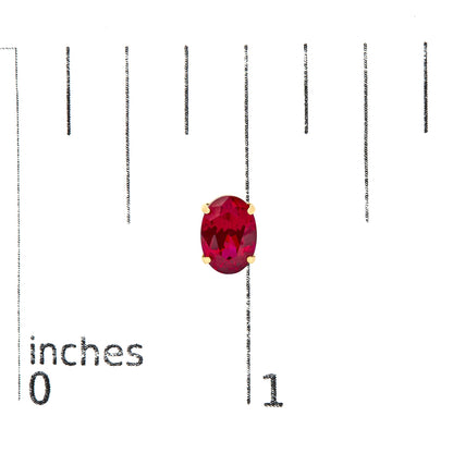 18K Yellow Gold 7x5 MM Created Oval Ruby Solitaire Stud Earrings
