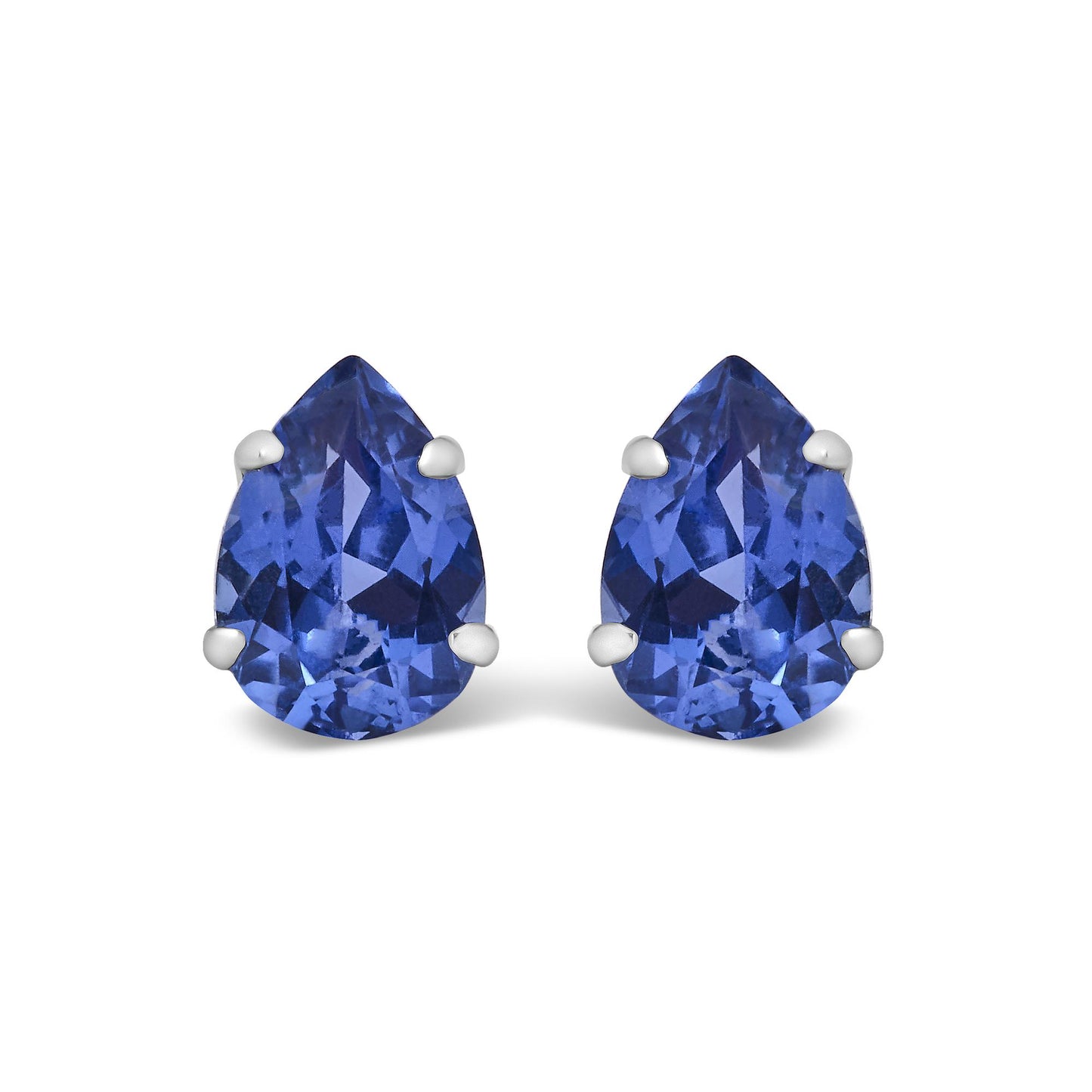 Platinum Lab 5X7 Created Blue Sapphire Pear Solitaire Stud Earrings