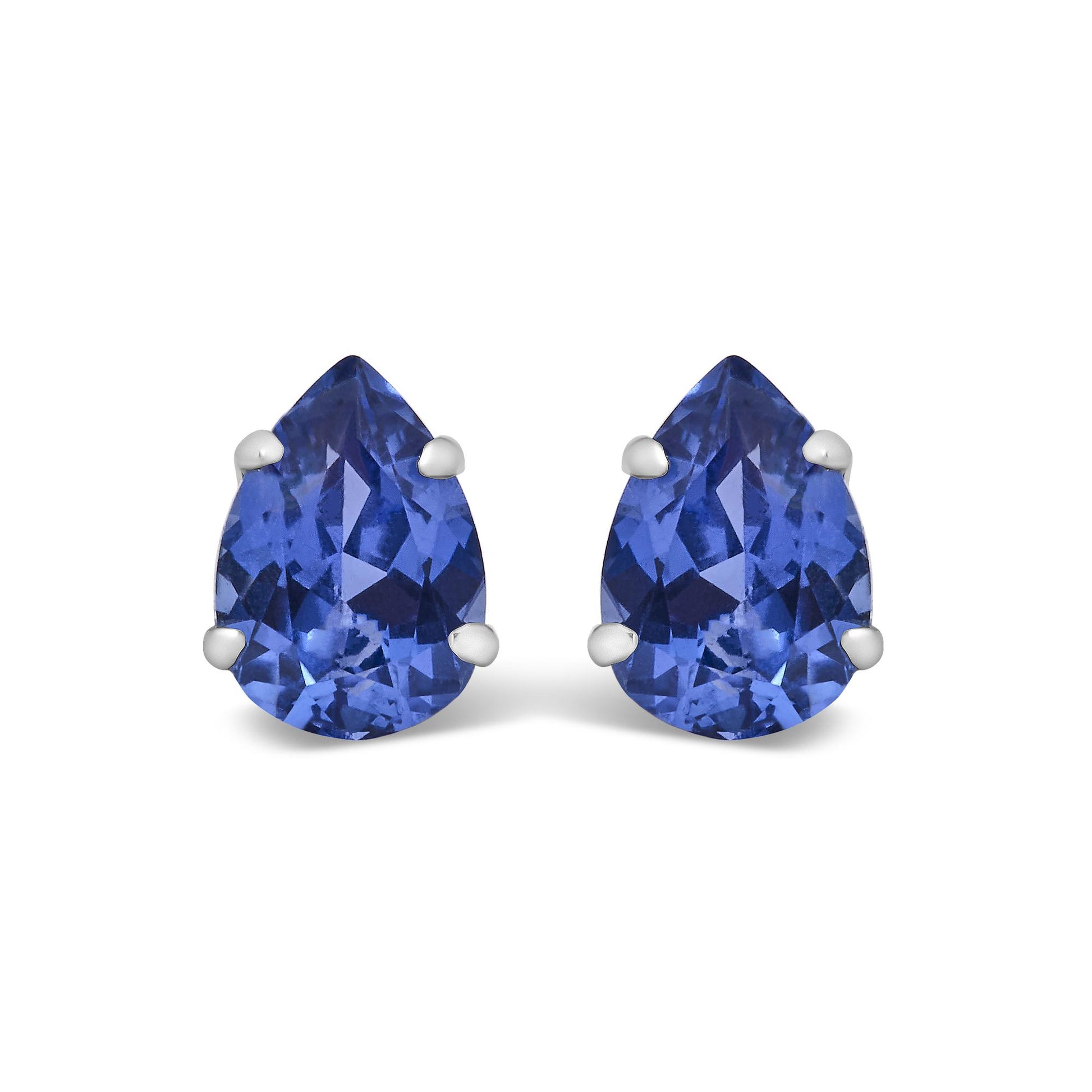 Platinum Lab 5X7 Created Blue Sapphire Pear Solitaire Stud Earrings