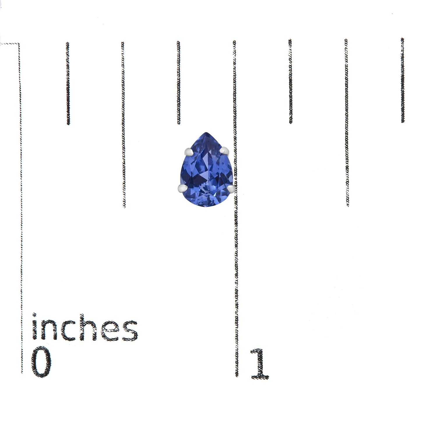 Platinum Lab 5X7 Created Blue Sapphire Pear Solitaire Stud Earrings