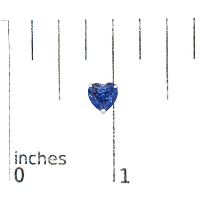 Platinum 6x6 Lab Created Blue Sapphire Heart Solitaire Stud Earrings