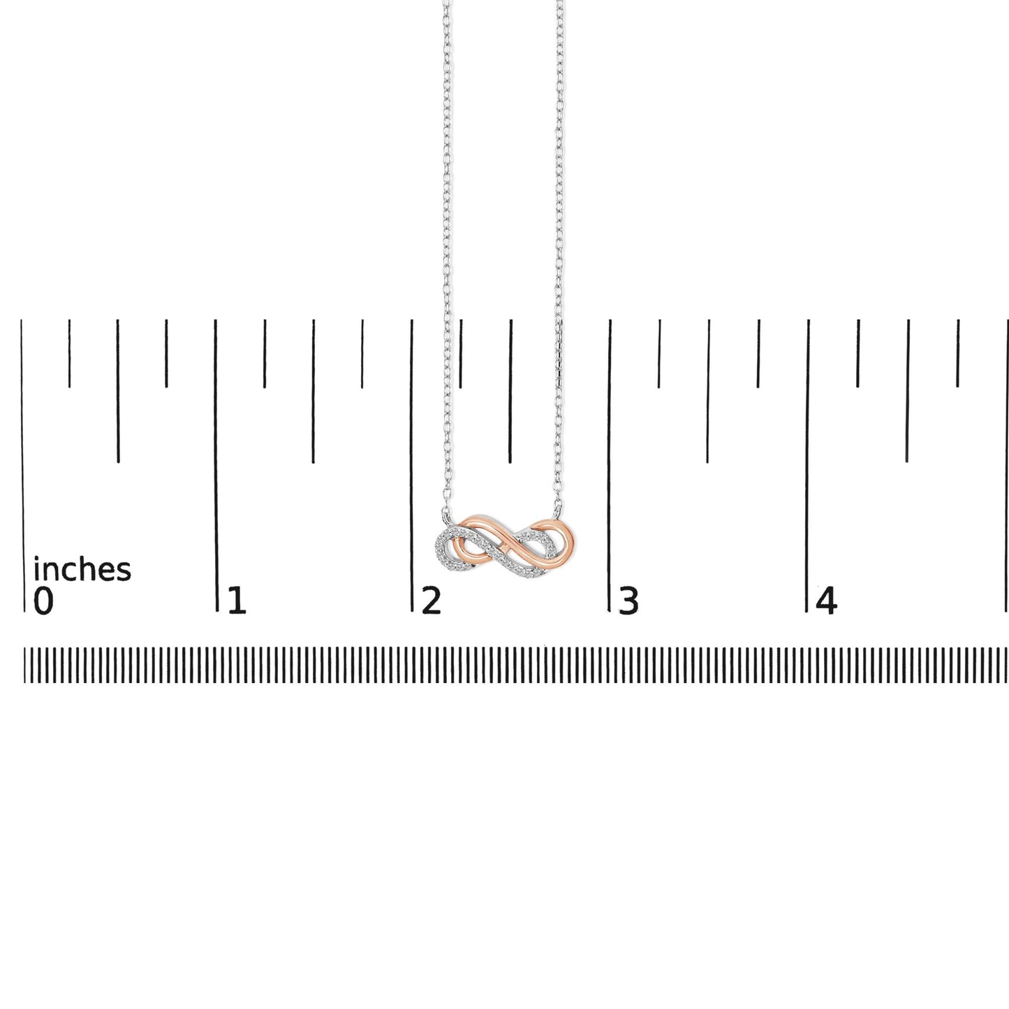 14K Rose Gold Plated Sterling Silver Diamond Accent Double Infinity Pendant Necklace