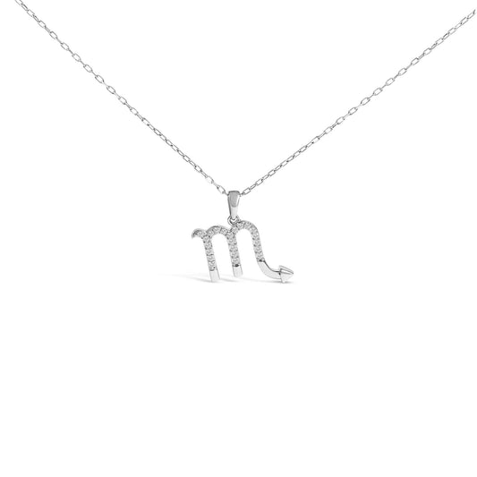 Sterling Silver 1/7 Cttw Diamond Scorpio Zodiac Pendant Necklace