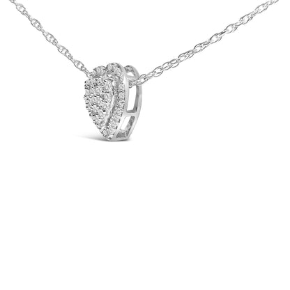 Sterling Silver 1/3 Cttw Diamond Pavé Heart Pendant Necklace