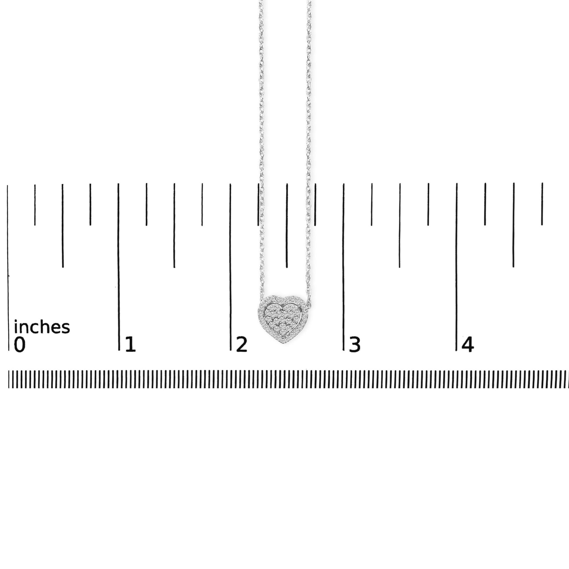 Sterling Silver 1/3 Cttw Diamond Pavé Heart Pendant Necklace