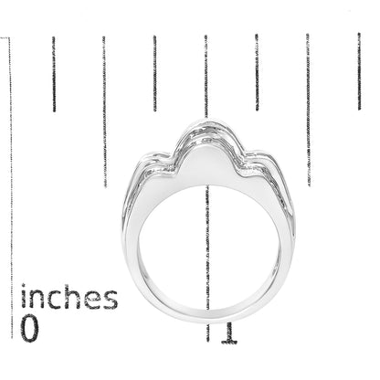 14K White Gold 1-1/4 Cttw Baguette Diamond Wave Design Band Ring