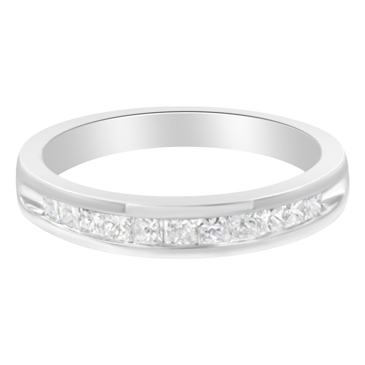 .925 Sterling Silver 1/2 Cttw PrincessCut Diamond ChannelSet HalfEt