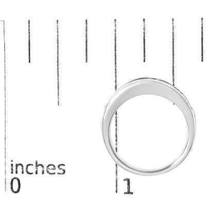 14K White Gold Alternating 1.0 Cttw Round and Baguette Diamond Channel Band Ring