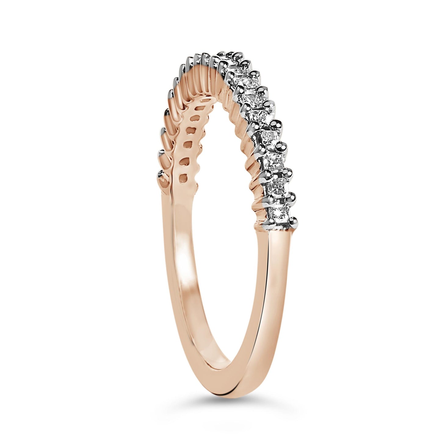 10K Rose Gold Plated Sterling Silver 1/3 Cttw Diamond Band Ring