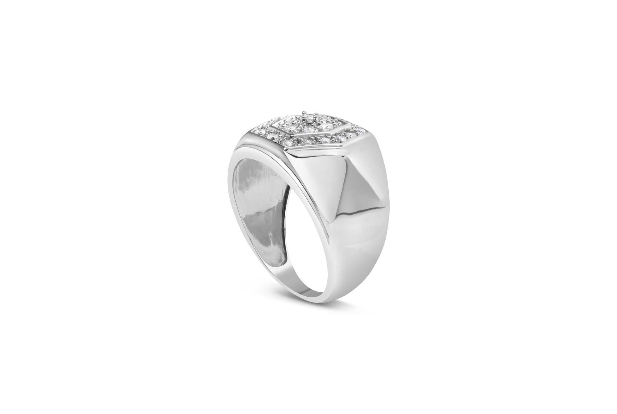 Men's .925 Sterling Silver 1/2 Cttw Multi-Diamond Hexagon Frame