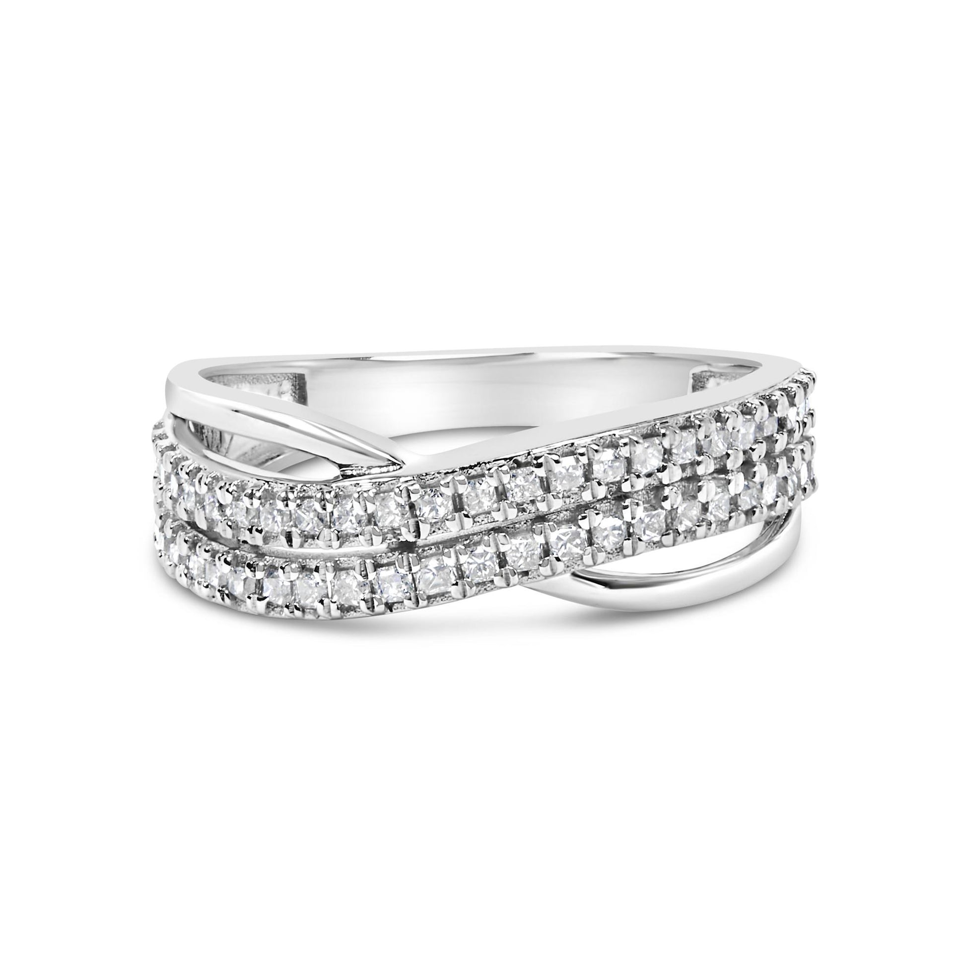 10K White Gold 1/2 Cttw Princess Diamond Split Shank Band Ring