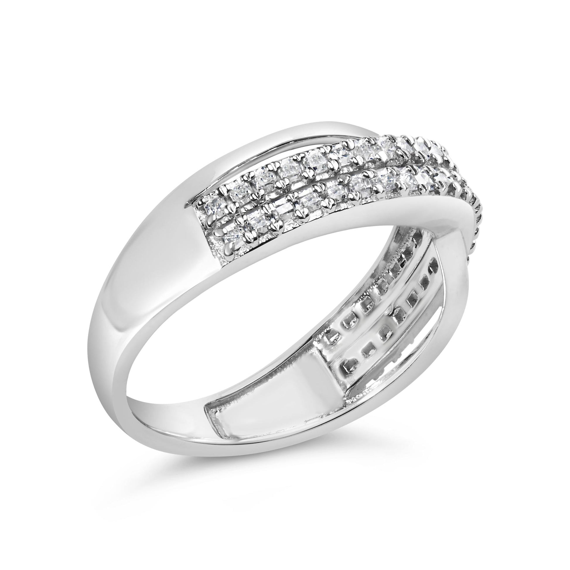 10K White Gold 1/2 Cttw Princess Diamond Split Shank Band Ring