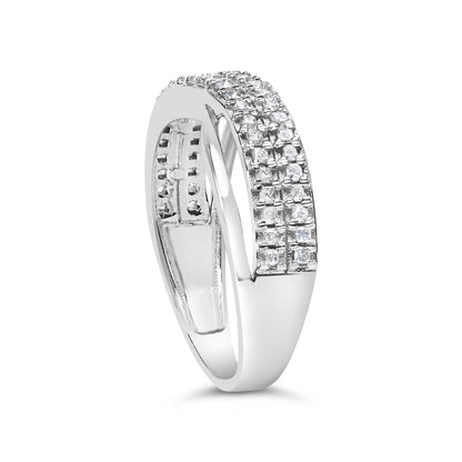10K White Gold 1/2 Cttw Princess Diamond Split Shank Band Ring