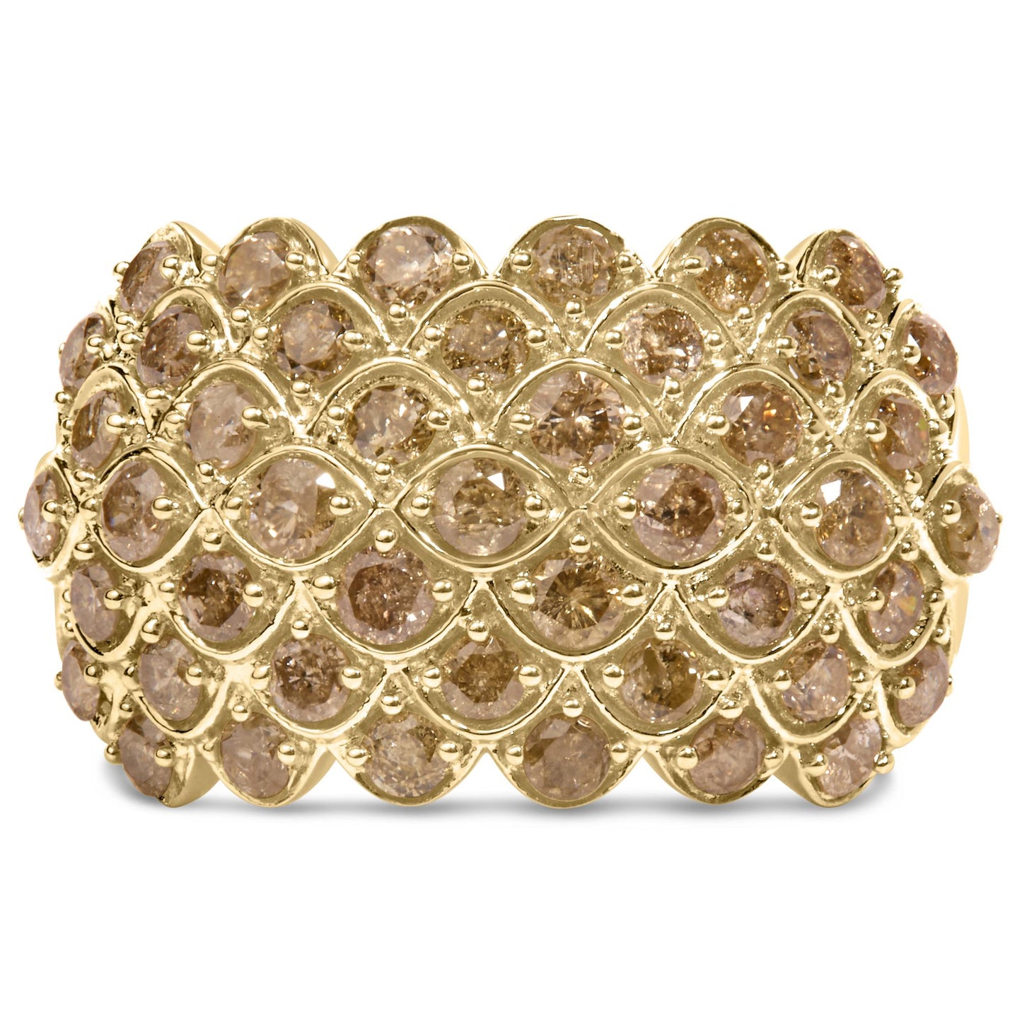 10K Yellow Gold 2.0 Cttw Brown Diamond Teardrop Design Cocktail Ring