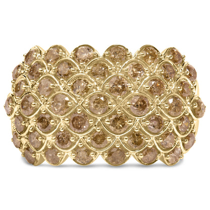 10K Yellow Gold 2.0 Cttw Brown Diamond Teardrop Design Cocktail Ring