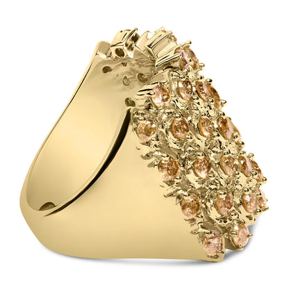 10K Yellow Gold 2.0 Cttw Brown Diamond Mesh Link Cocktail Ring
