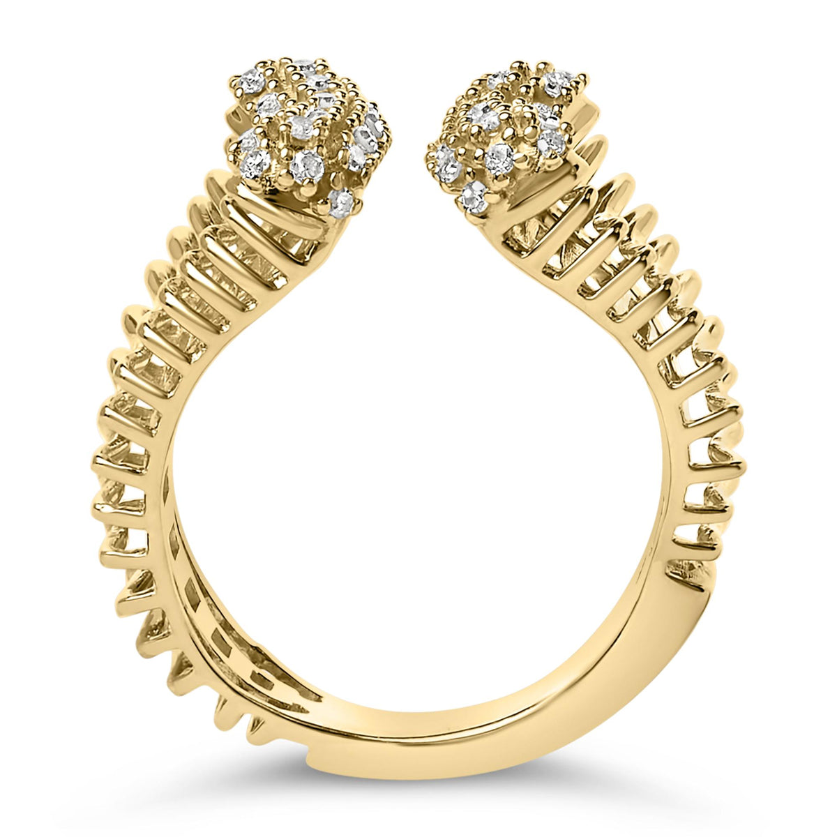 14K Yellow Gold Plated Silver 1/4 Cttw Diamond Asymmetrical Open Ring