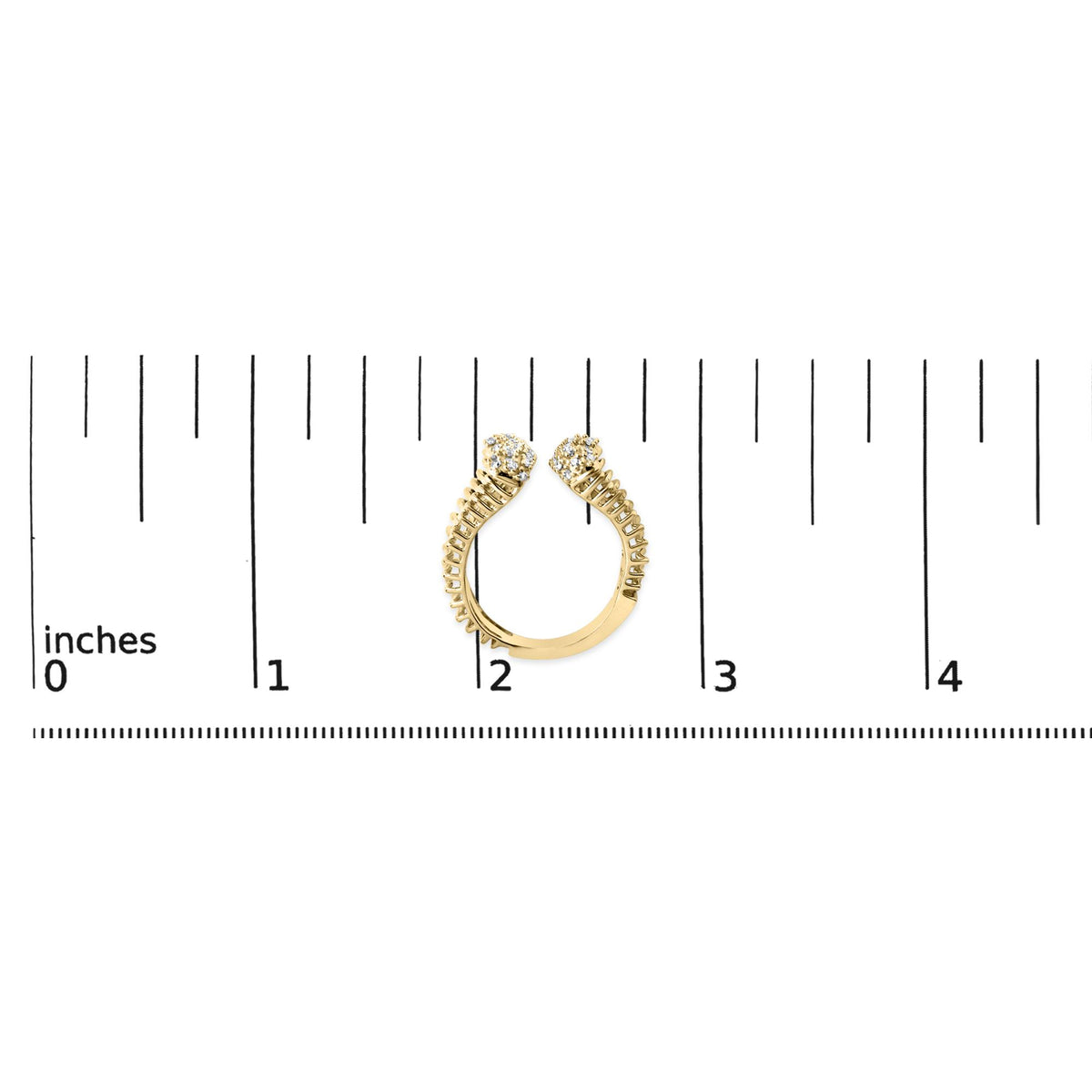 14K Yellow Gold Plated Silver 1/4 Cttw Diamond Asymmetrical Open Ring