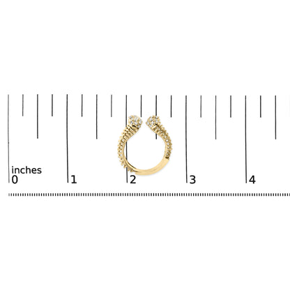 14K Yellow Gold Plated Silver 1/4 Cttw Diamond Asymmetrical Open Ring