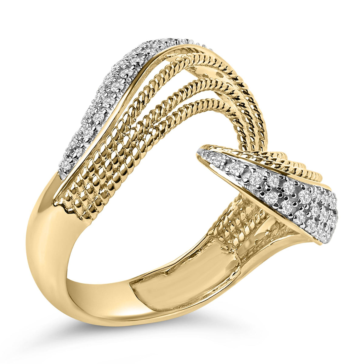 14K Yellow Gold Plated Silver 5/8 Cttw Diamond Bypass Ring Band