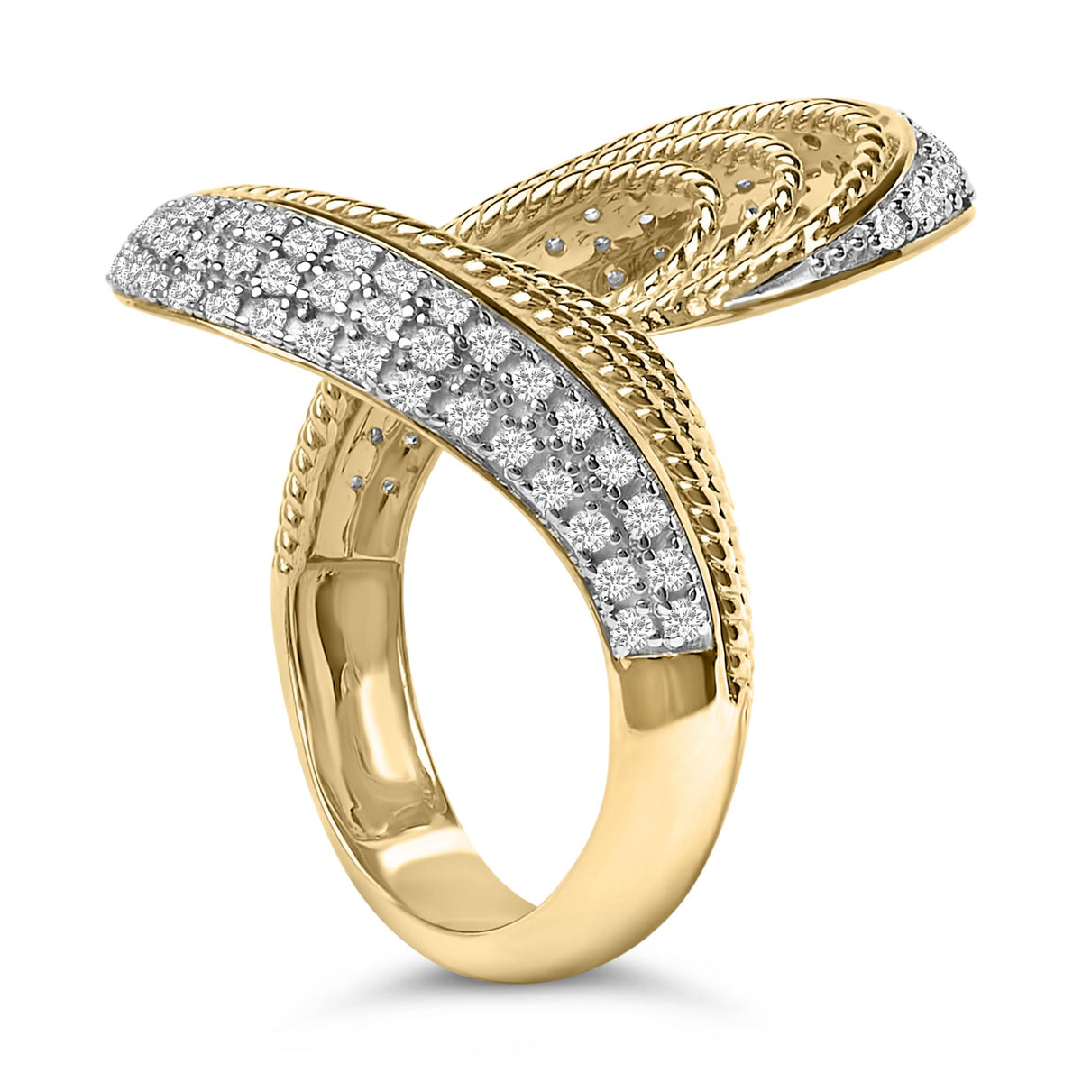 14K Yellow Gold Plated Silver 5/8 Cttw Diamond Bypass Ring Band