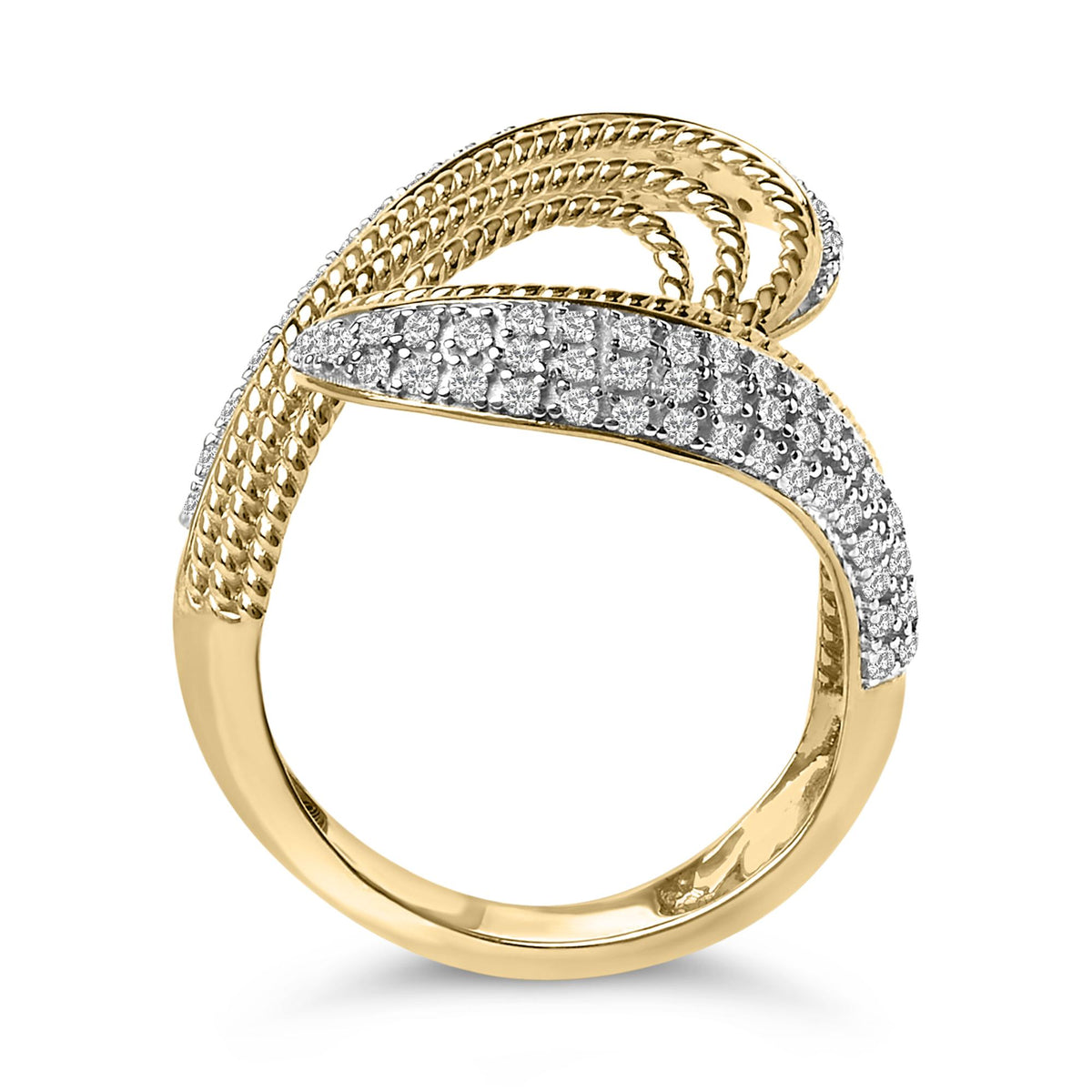 14K Yellow Gold Plated Silver 5/8 Cttw Diamond Bypass Ring Band