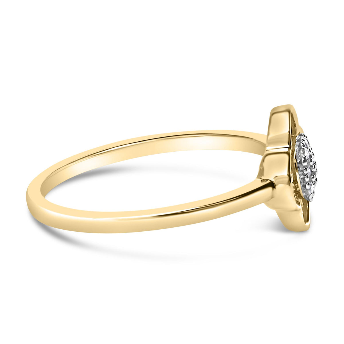 14K Yellow Gold Plated Silver Diamond Accent Clover Ring