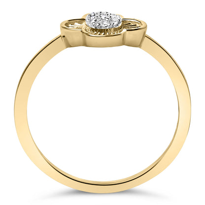 14K Yellow Gold Plated Silver Diamond Accent Clover Ring