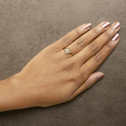 14K Yellow Gold Plated Silver Diamond Accent Clover Ring