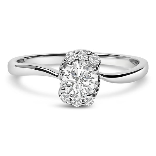 Sterling Silver Lab Grown 1/2 Cttw Diamond Floral Cluster Engagement Ring