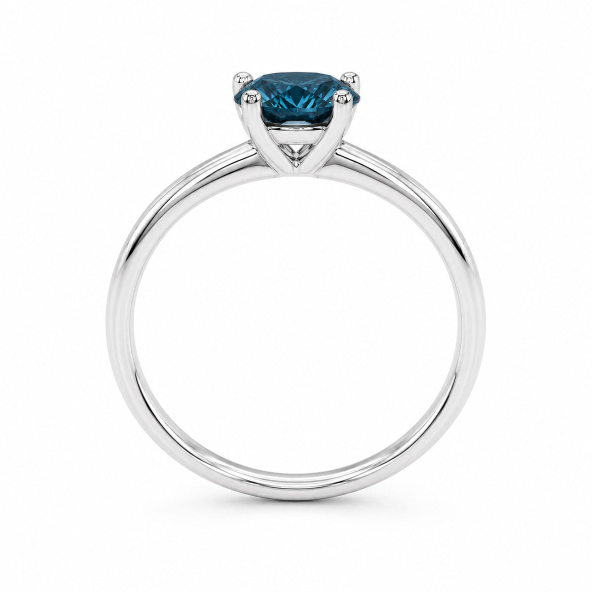 IGI Certified 14K White Gold 1.0 Cttw Round Lab-Grown Blue Fancy Vivid Diamond Solitaire Ring