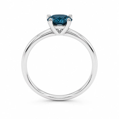 IGI Certified 14K White Gold 1.0 Cttw Round Lab-Grown Blue Fancy Vivid Diamond Solitaire Ring