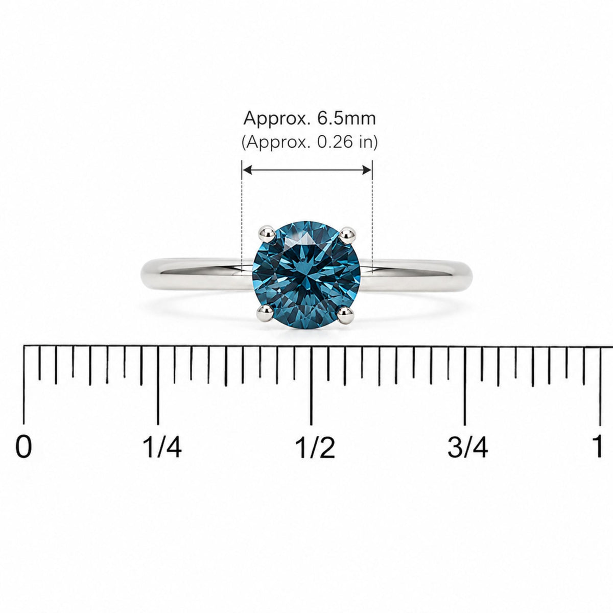 IGI Certified 14K White Gold 1.0 Cttw Round Lab-Grown Blue Fancy Vivid Diamond Solitaire Ring