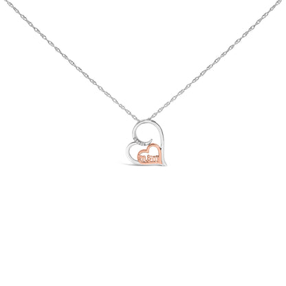14K Rose Gold Plated Sterling Silver Diamond Accent Mom Heart Pendant Necklace