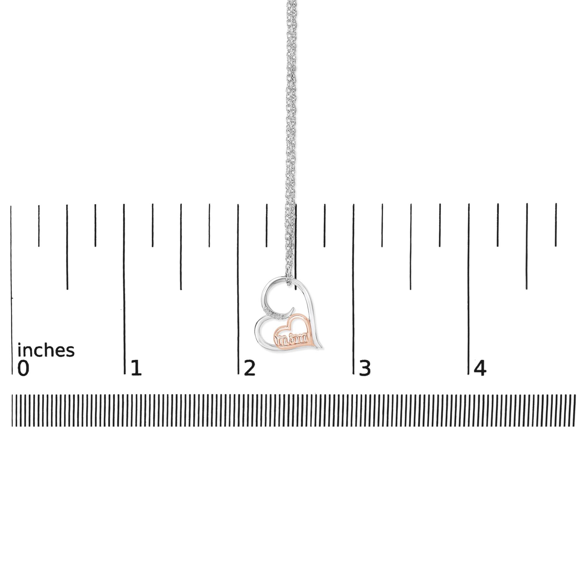 14K Rose Gold Plated Sterling Silver Diamond Accent Mom Heart Pendant Necklace