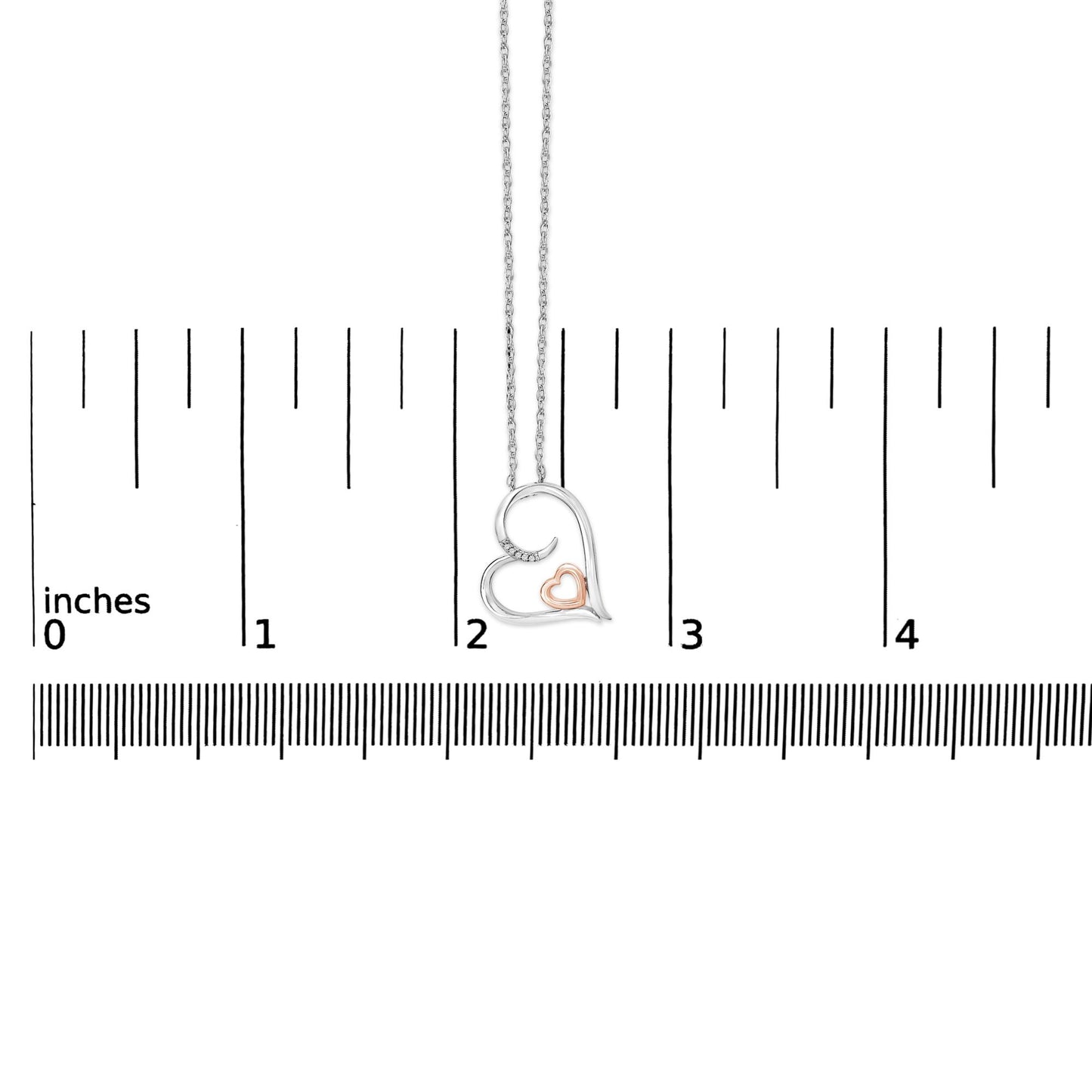 14K Rose Gold Plated Sterling Silver Diamond Accent Heart Pendant Necklace