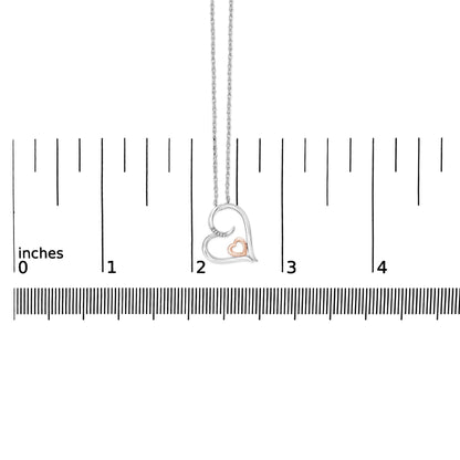 14K Rose Gold Plated Sterling Silver Diamond Accent Heart Pendant Necklace