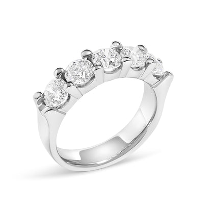 14K Gold 2.0 Cttw Round Diamond Five-Stone Band Ring