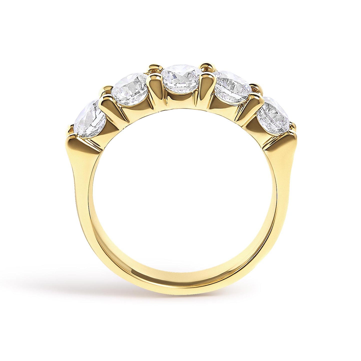 14K Gold 2.0 Cttw Round Diamond Five-Stone Band Ring