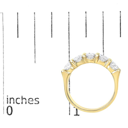 14K Gold 2.0 Cttw Round Diamond Five-Stone Band Ring