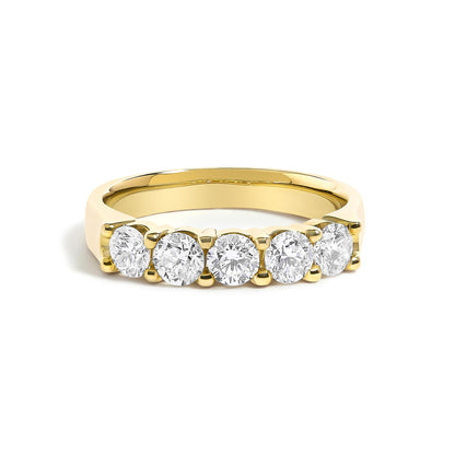 14K Gold 1.00 Cttw Diamond 5 Stone Band Ring