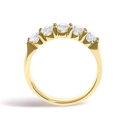 14K Gold 1.00 Cttw Diamond 5 Stone Band Ring
