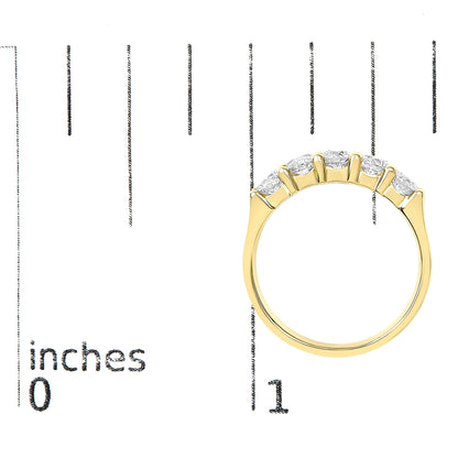 14K Gold 1.00 Cttw Diamond 5 Stone Band Ring