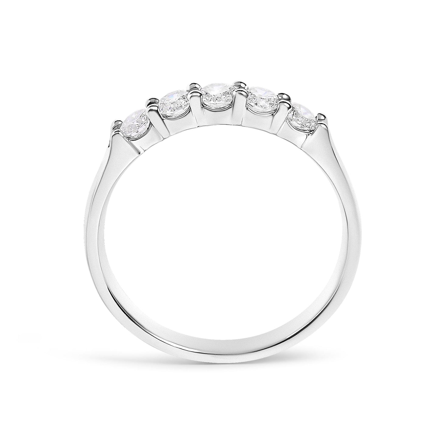 14K Gold 1/2 Cttw Round Diamond 5 stone Classic Band - Size 6.5