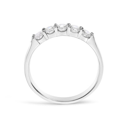 14K Gold 1/2 Cttw Round Diamond 5 stone Classic Band - Size 6.5
