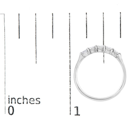 14K Gold 1/2 Cttw Round Diamond 5 stone Classic Band - Size 6.5