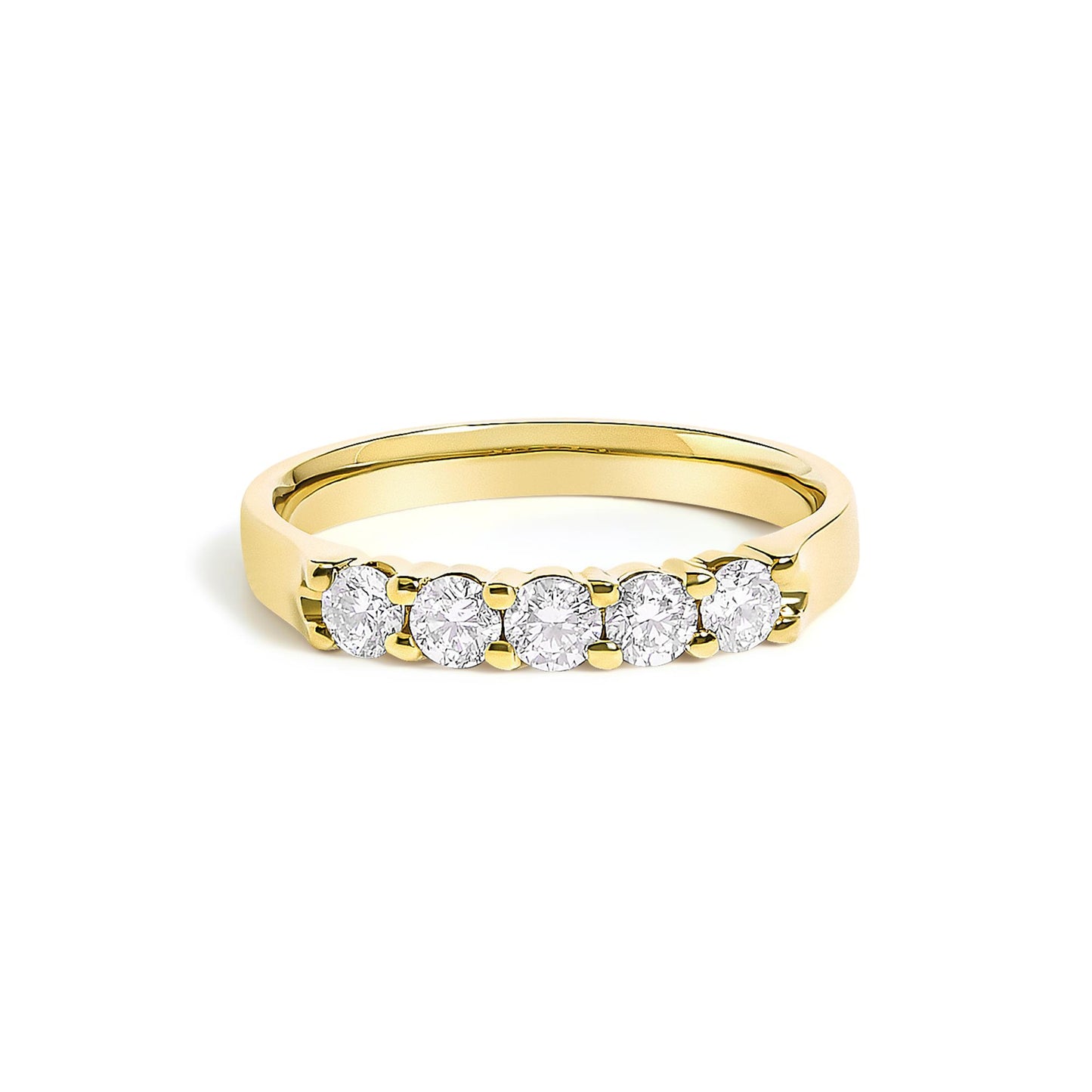 14K Gold 1/2 Cttw Round Diamond 5 stone Classic Band - Size 6.5