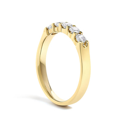 14K Gold 1/2 Cttw Round Diamond 5 stone Classic Band - Size 6.5