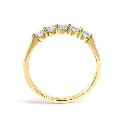 14K Gold 1/2 Cttw Round Diamond 5 stone Classic Band - Size 6.5